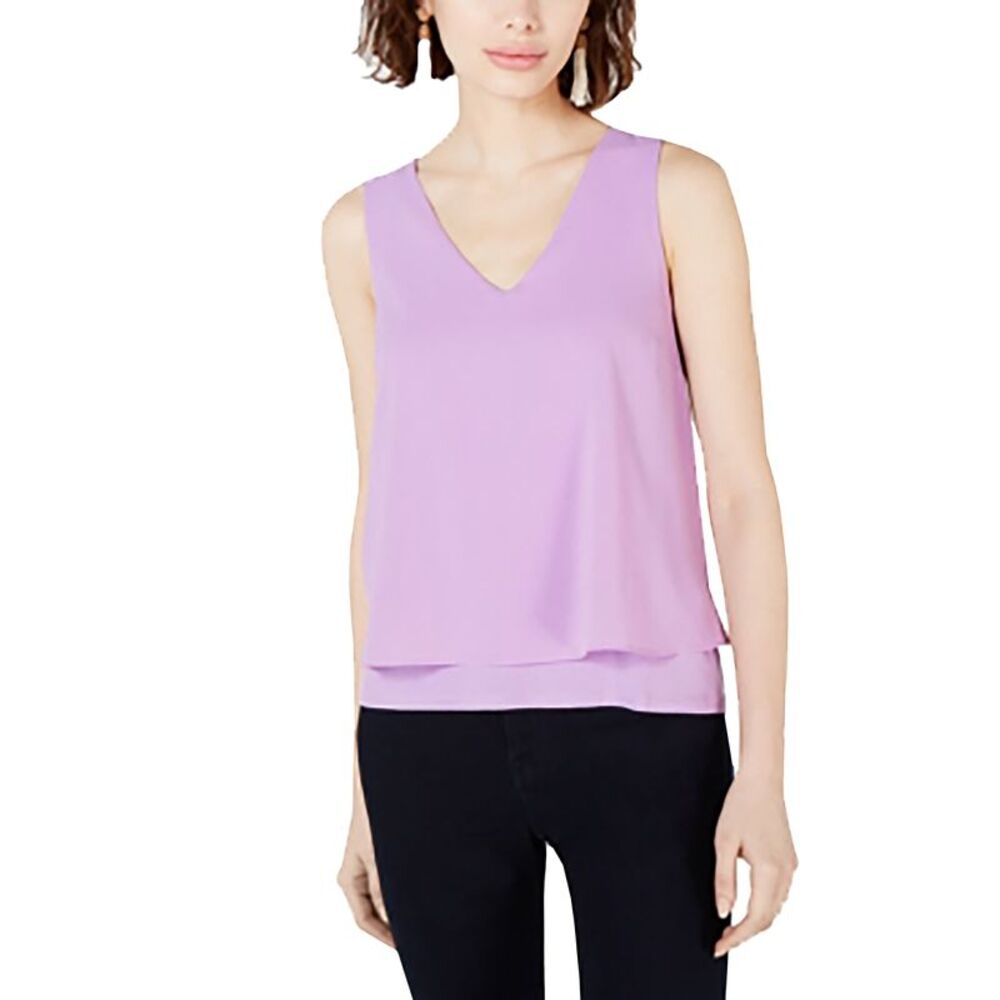 Bar III Mixed Media Split Back Tank Top